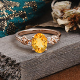 4 Prong Oval Citrine Gold Ring for Timeless Love